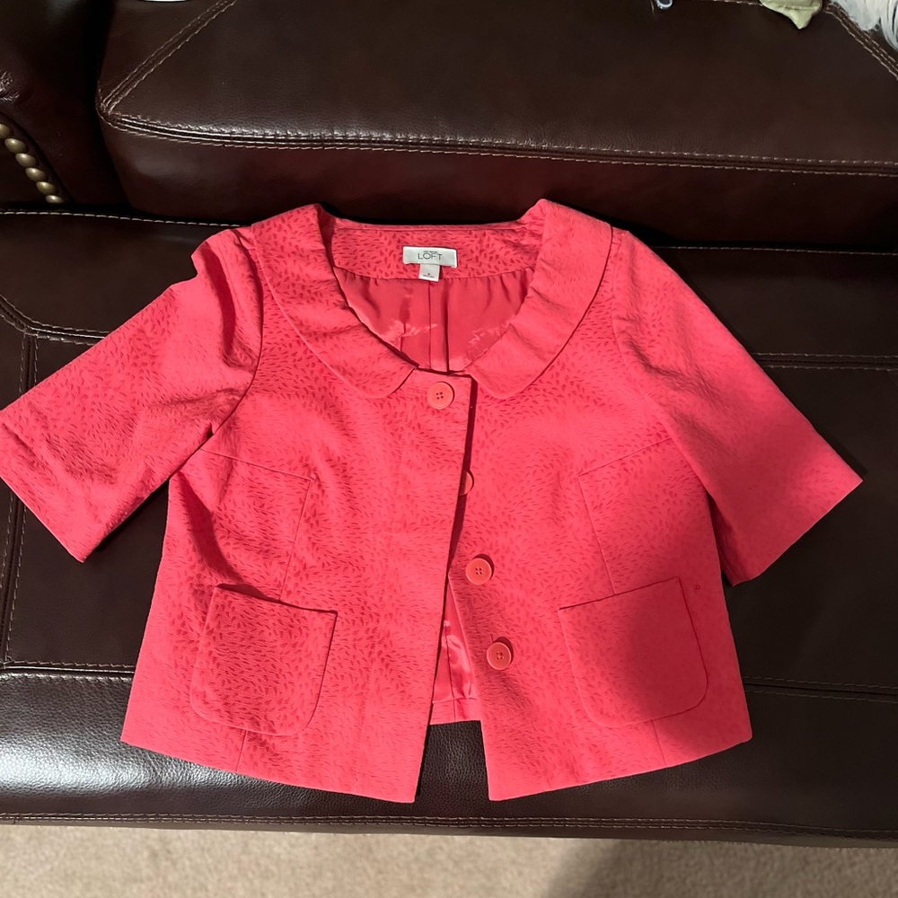 LOFT Vibrant Pink Textured Jacket